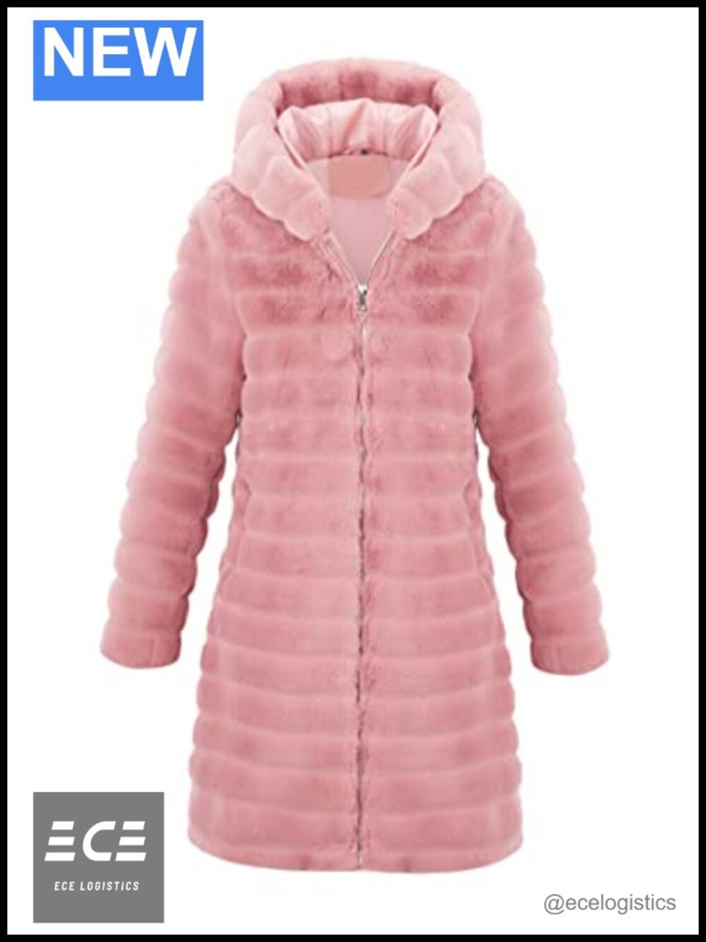 Long Faux Fur Hooded Fleece Coat Loose Oversized Zip Up Winter Warm